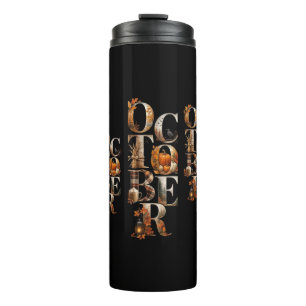 Autumn October Pumpkin Thermal Tumbler