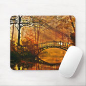 Autumn - Old bridge in autumn misty park Mouse Pad (With Mouse)