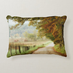 Autumn on a Country Road Decorative Cushion
