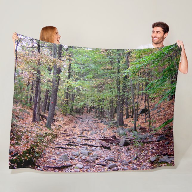 Autumn on Blue Hills Reservation Red Dot Trail Fle Fleece Blanket (In Situ)