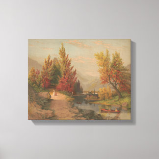 Autumn on the Lehigh Chromolithograph 1882 Canvas Print