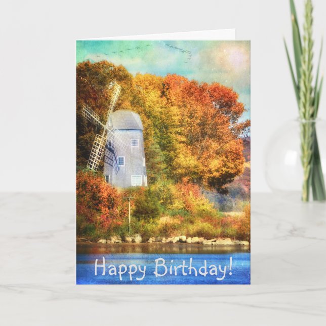 Autumn On The River Birthday Greeting Card (Front)