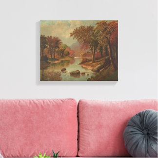 Autumn on the Wissahickon Lithograph 1880 Canvas Print