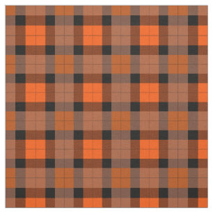 Autumn Orange Black Plaid Fabric