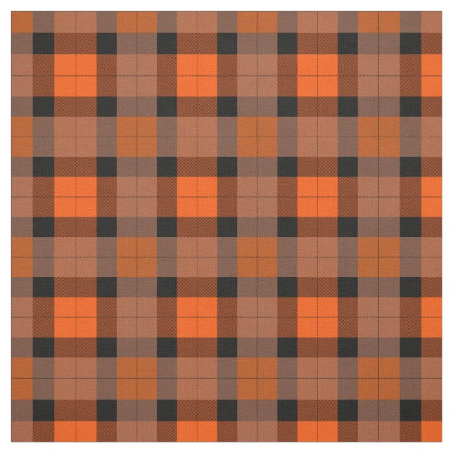 Autumn Orange Black Plaid Fabric (Swatch)