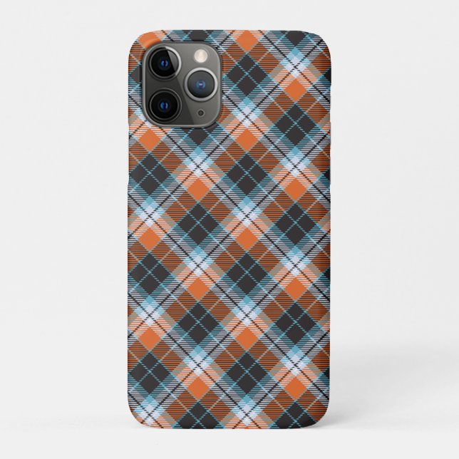 Autumn Orange Blue Plaid Pattern Case-Mate iPhone Case (Back)