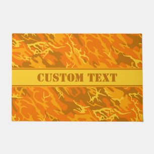 Autumn Orange Camo Doormat with Custom Lettering