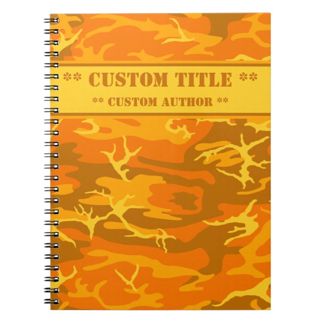 Autumn Orange Camo Notebook w/ Title/Author Block (Front)