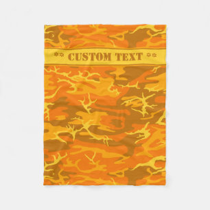 Autumn Orange Camo w/ Custom Text Fleece Blanket
