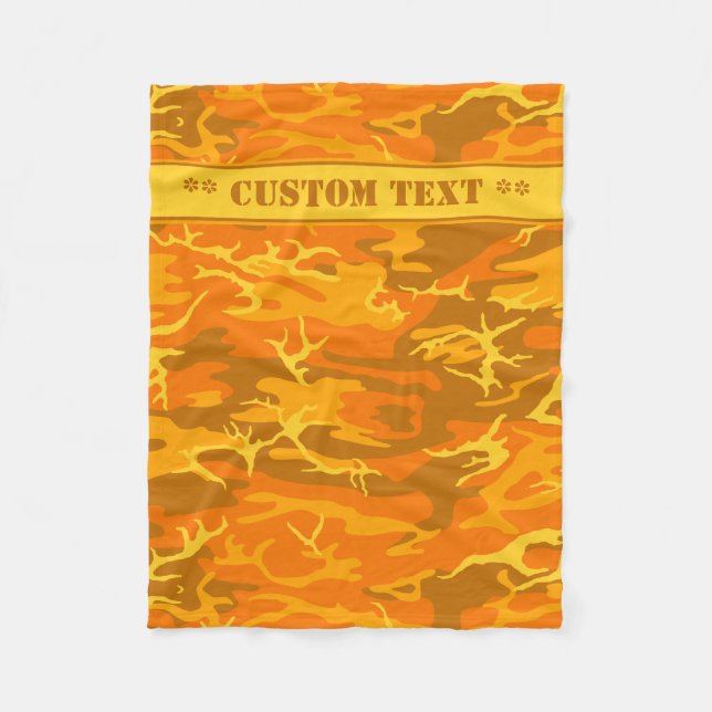 Autumn Orange Camo w/ Custom Text Fleece Blanket (Front)