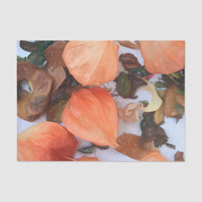 Autumn Orange Chinese Lanterns Plant Tissue Paper (Front)