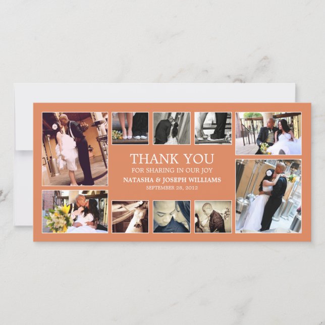 AUTUMN ORANGE COLLAGE | WEDDING THANK YOU CARD (Front)