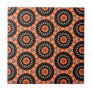 Autumn Orange Floral Ceramic Tile