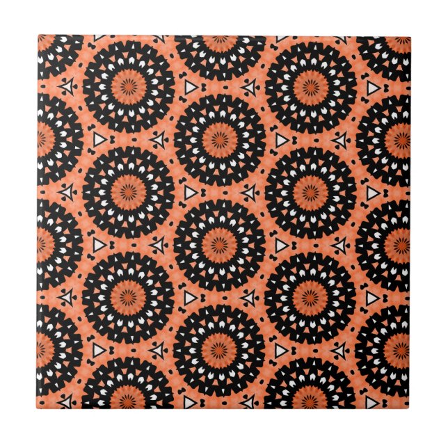Autumn Orange Floral Ceramic Tile (Front)