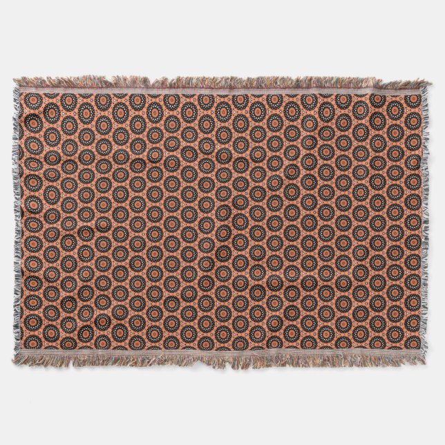 Autumn Orange Floral Throw Blanket (Front)
