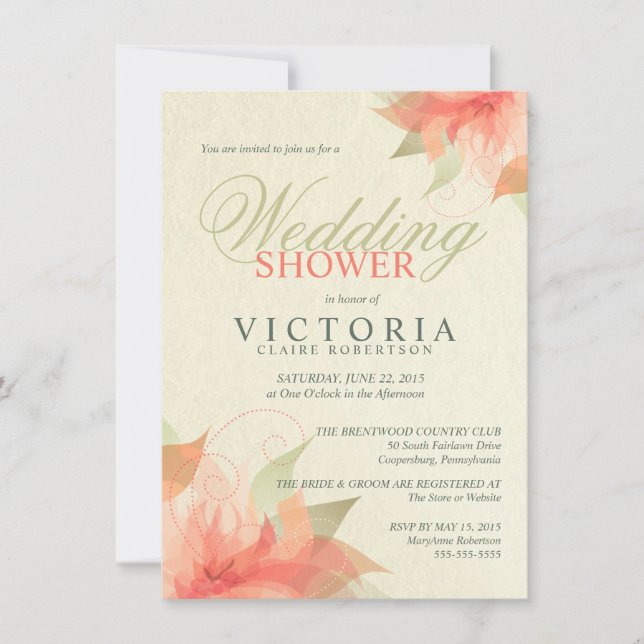 Autumn Orange Floral Wedding Shower Invitations (Front)