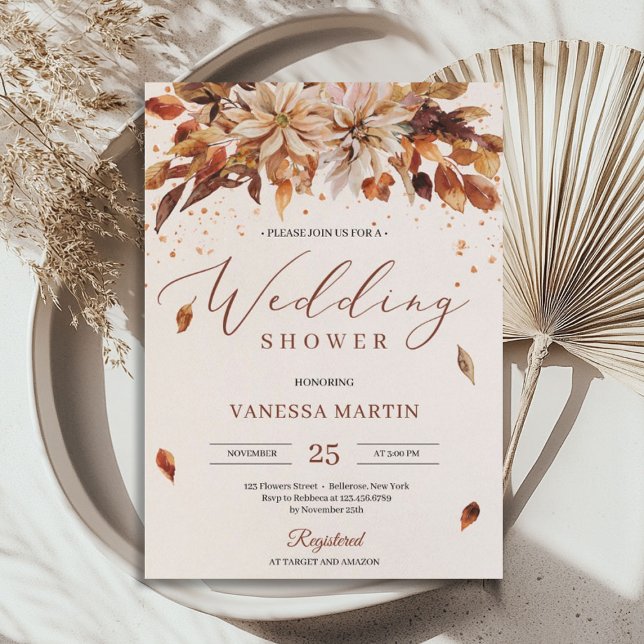 Autumn Orange Flowers Marigold Wedding Shower Invitation (Autumn Orange Flowers Marigold Wedding Shower Invitation)