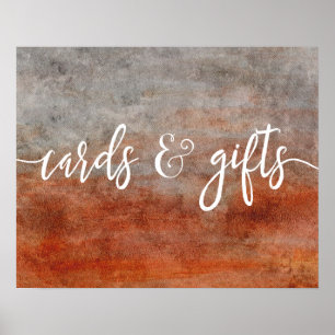 Autumn Orange Grey Wedding Cards & Gifts Poster
