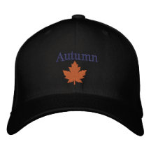 Autumn Orange Maple Leaf Embroidered Cap