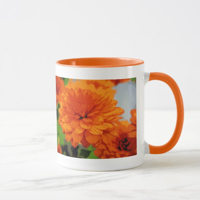 Autumn Orange Mums Beverage Mug (Right)