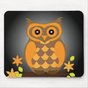 Autumn Orange Owl Mouse Pad