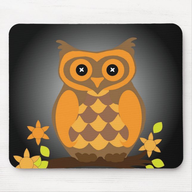 Autumn Orange Owl Mouse Pad (Front)