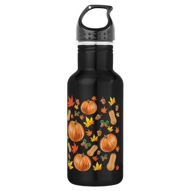 Autumn Orange Pumpkin Fall Pattern 532 Ml Water Bottle (Front)