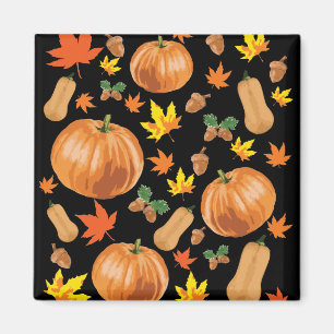 Autumn Orange Pumpkin Fall Pattern Magnet