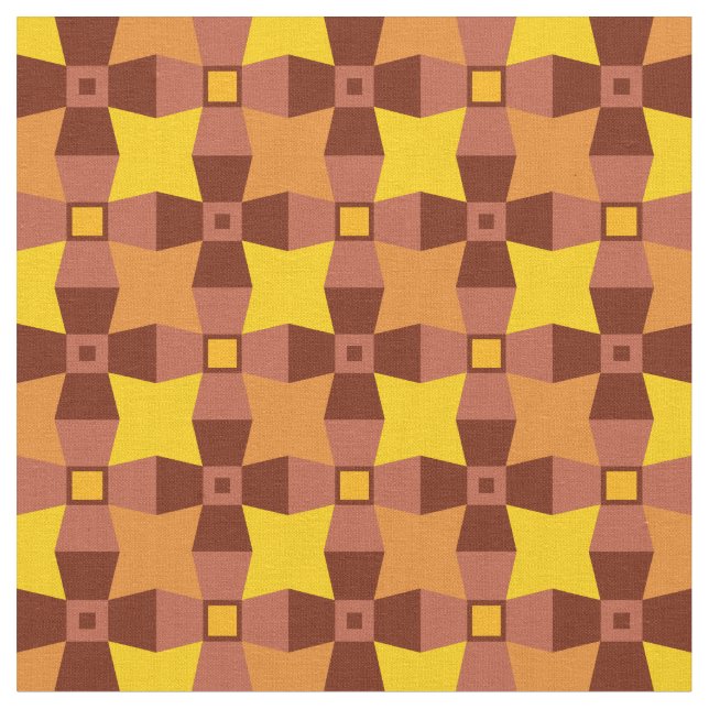 Autumn orange, red, and yellow pattern with stars fabric (Close Up)