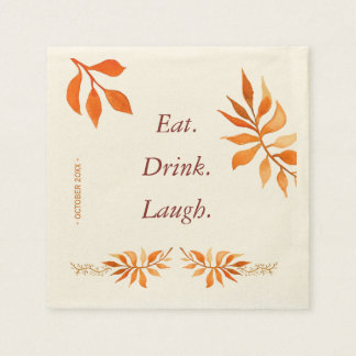 Autumn orange rust leaves eat drink laugh party napkin
