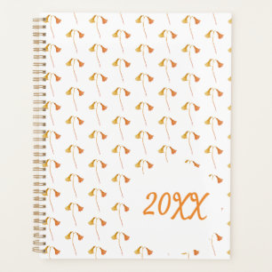 Autumn Orange Watercolor Botanical Wildflowers Planner