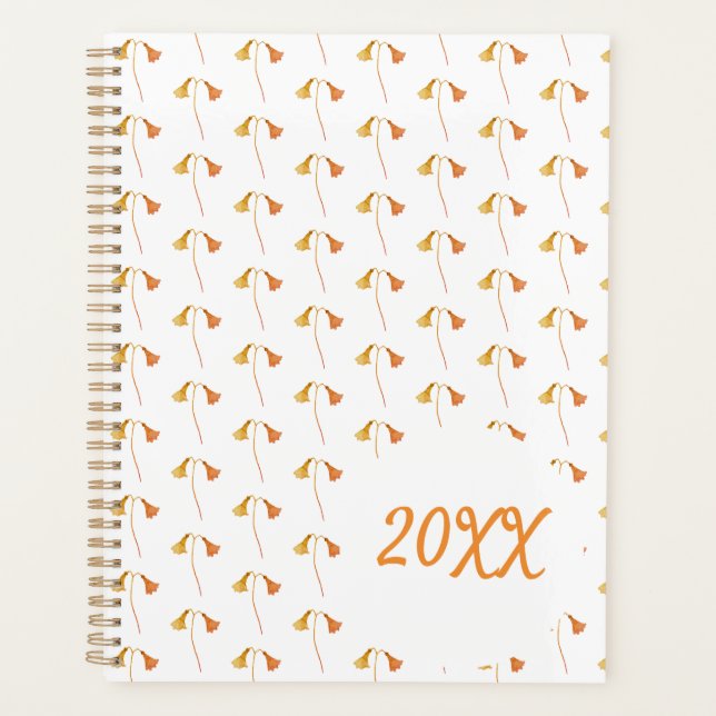 Autumn Orange Watercolor Botanical Wildflowers Planner (Front)