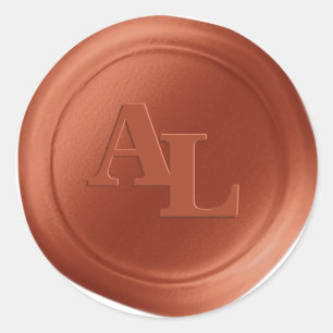 Autumn Orange Wax Seal Monogram Wedding Stickers
