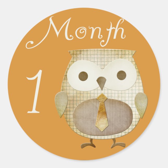Autumn Owl 1 Month Sticker (Front)