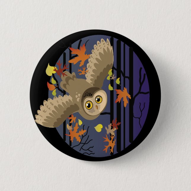 Autumn Owl 6 Cm Round Badge (Front)