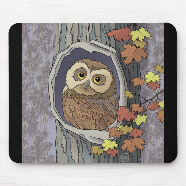 Autumn Owl and Fall Colours   Mouse Pad (Front)