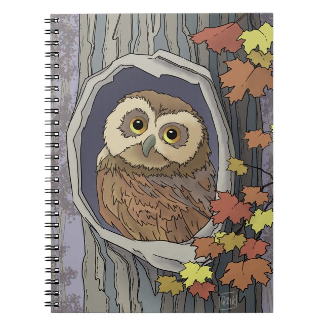 Autumn Owl and Fall Colours   Notebook (Front)