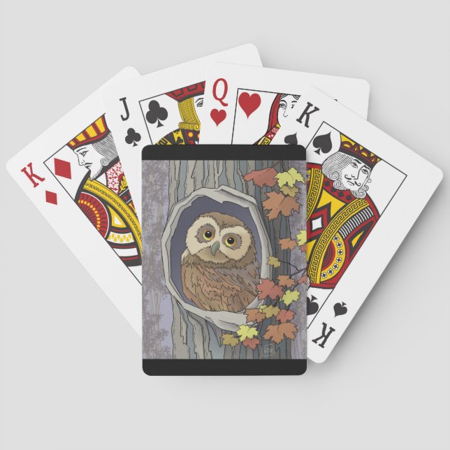Autumn Owl and Fall Colours   Playing Cards (Back)