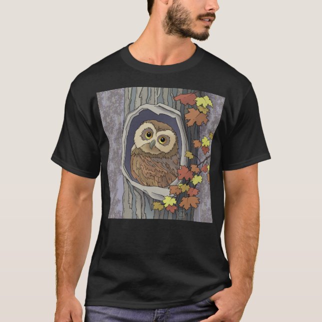 Autumn Owl and Fall Colours   T-Shirt (Front)
