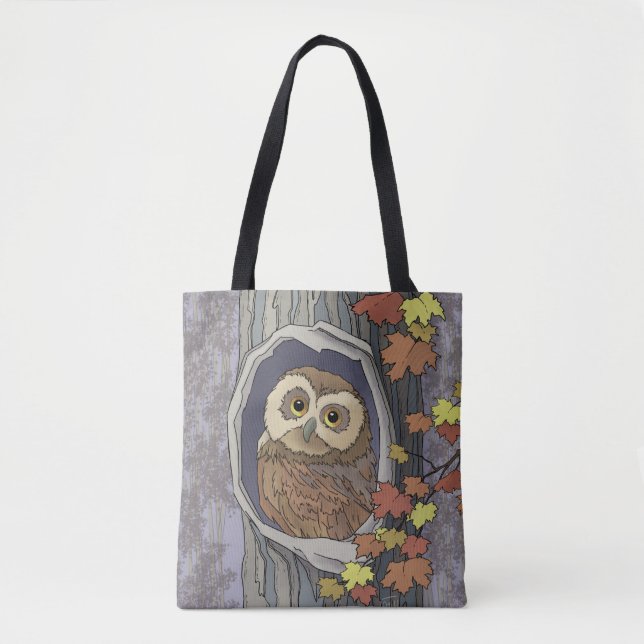 Autumn Owl and Fall Colours Tote Bag (Front)