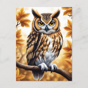 Autumn Owl Bird Postcard