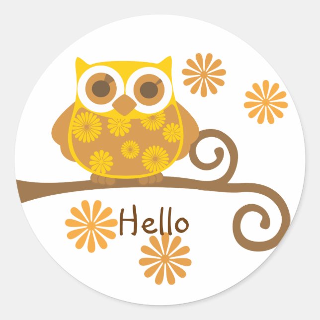 Autumn Owl Classic Round Sticker (Front)