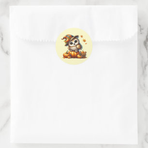 Autumn Owl Classic Round Sticker
