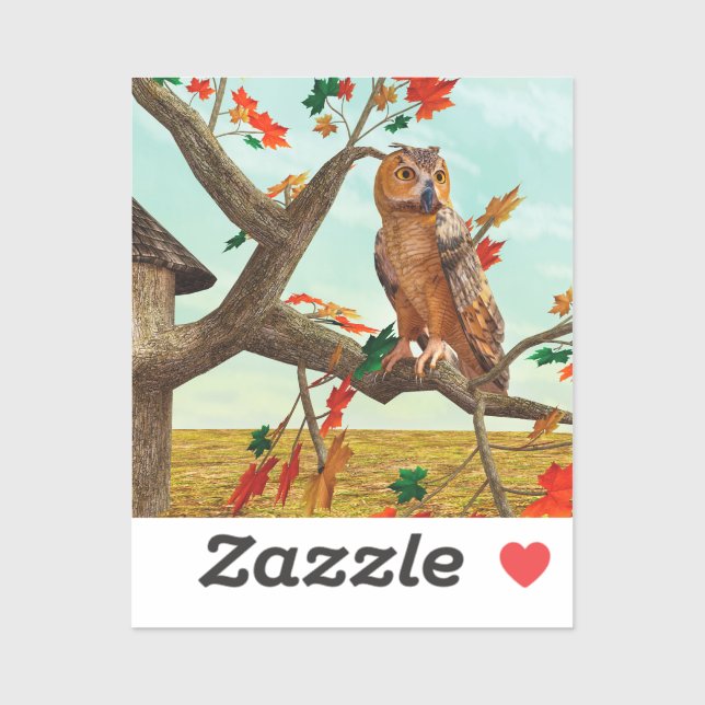 Autumn Owl Maple Tree Wildlife Art (Sheet)