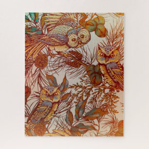 Autumn owl vintage fall jigsaw puzzle