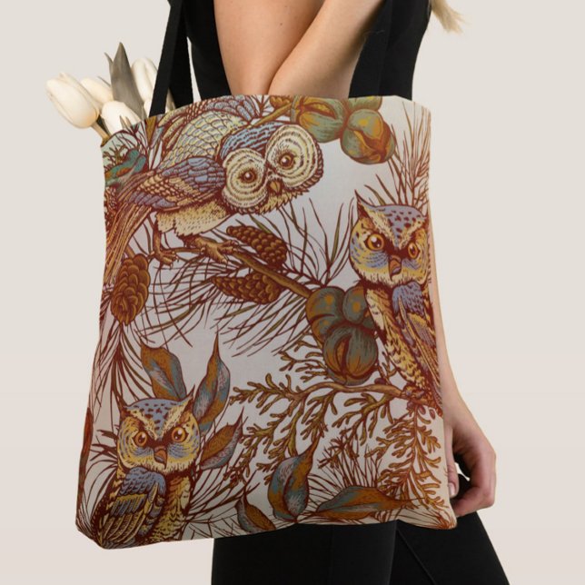 Autumn owl vintage fall tote bag (Creator Uploaded)