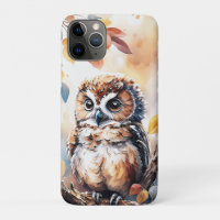 Autumn Owl Watercolor Illustration