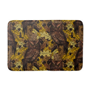 Autumn owls bath mat