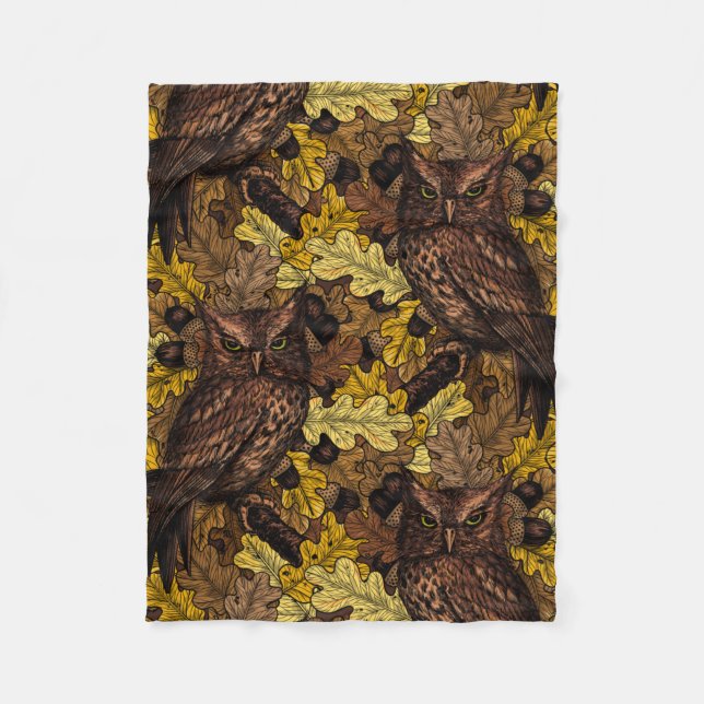 Autumn owls fleece blanket (Front)
