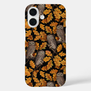 Autumn owls on black iPhone 16 case
